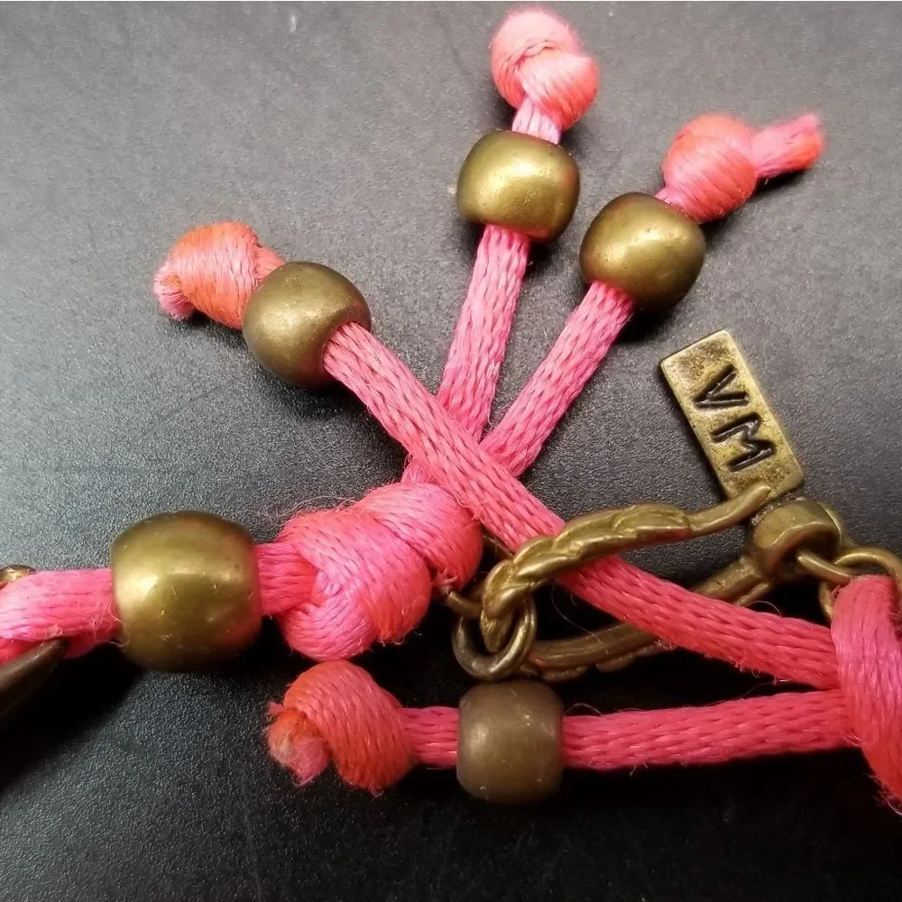 Vm designer pink barbie twine gold over silver bracelet B831